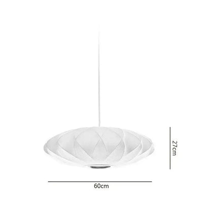 Oval white ribbed bubble silk pendant chandelier for dining room