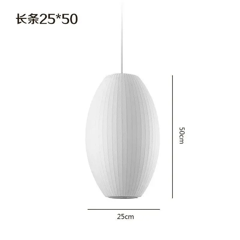Oval white ribbed bubble silk pendant chandelier for dining room