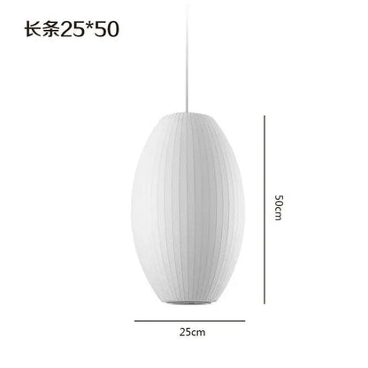 Oval white ribbed bubble silk pendant chandelier for dining room