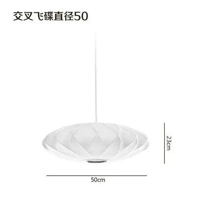 Oval white ribbed bubble silk pendant chandelier for dining room
