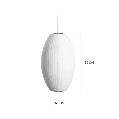 Oval white ribbed bubble silk pendant chandelier for dining room