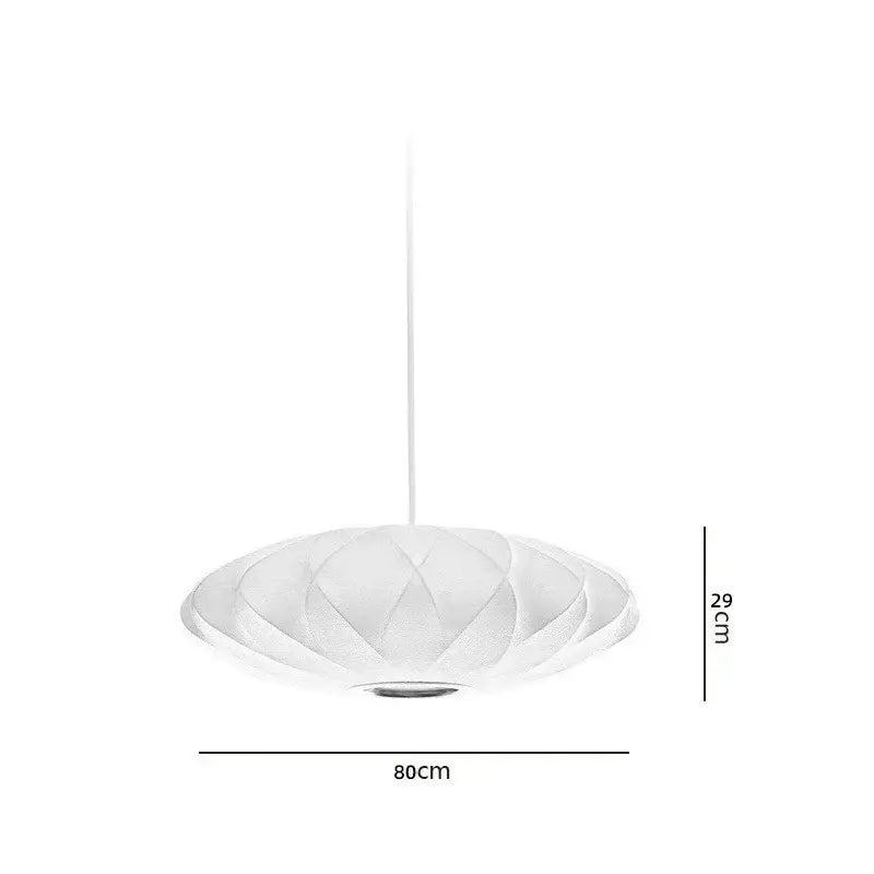 Oval white ribbed bubble silk pendant chandelier for dining room