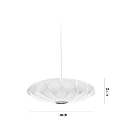 Oval white ribbed bubble silk pendant chandelier for dining room