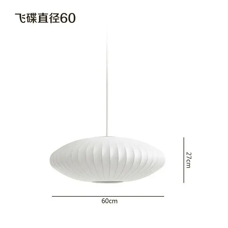 Oval white ribbed bubble silk pendant chandelier for dining room