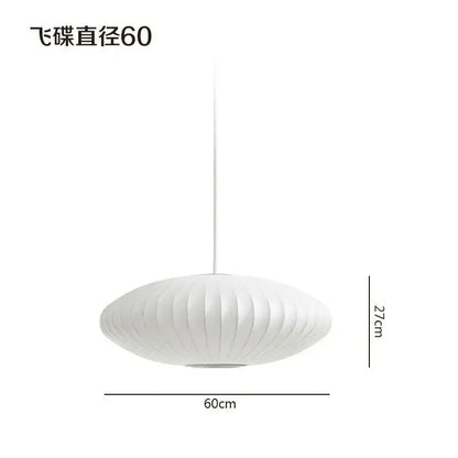 Oval white ribbed bubble silk pendant chandelier for dining room