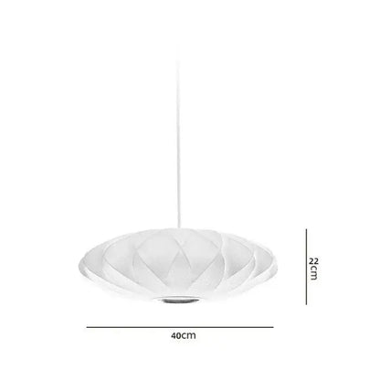Oval white ribbed bubble silk pendant chandelier for dining room