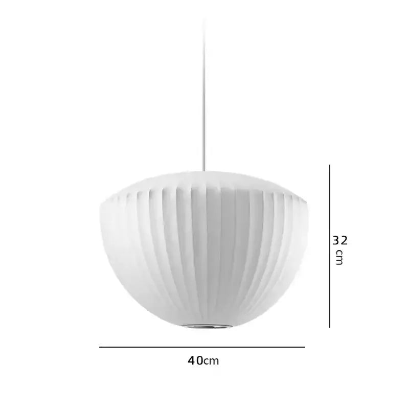 Oval white ribbed bubble silk pendant chandelier for dining room
