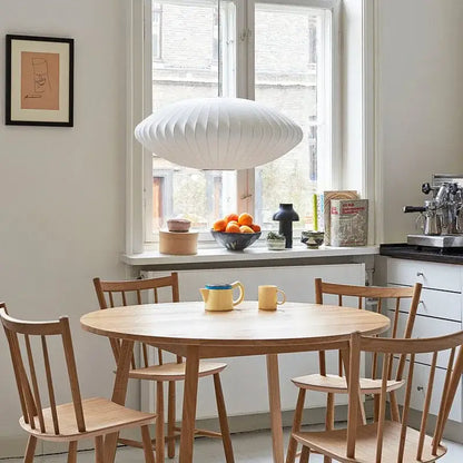 Oval white ribbed bubble silk pendant chandelier for dining room