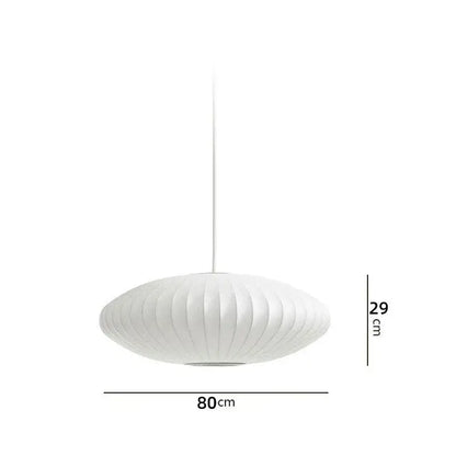 Oval white ribbed bubble silk pendant chandelier for dining room