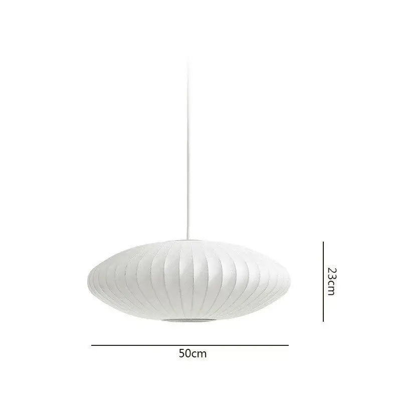 Oval white ribbed bubble silk pendant chandelier for dining room