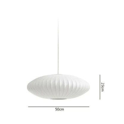 Oval white ribbed bubble silk pendant chandelier for dining room