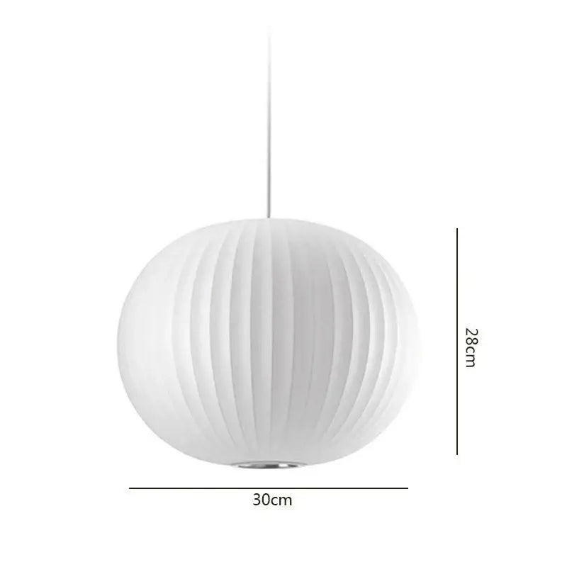 Oval white ribbed bubble silk pendant chandelier for dining room