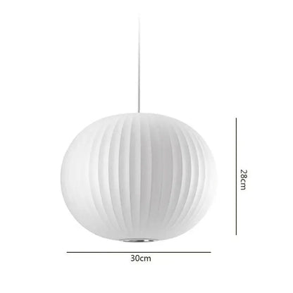 Oval white ribbed bubble silk pendant chandelier for dining room