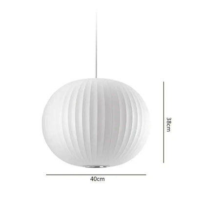 Oval white ribbed bubble silk pendant chandelier for dining room