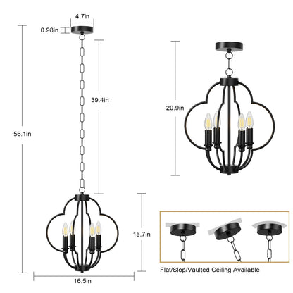 Farmhouse Candle Chandelier Light Fixture