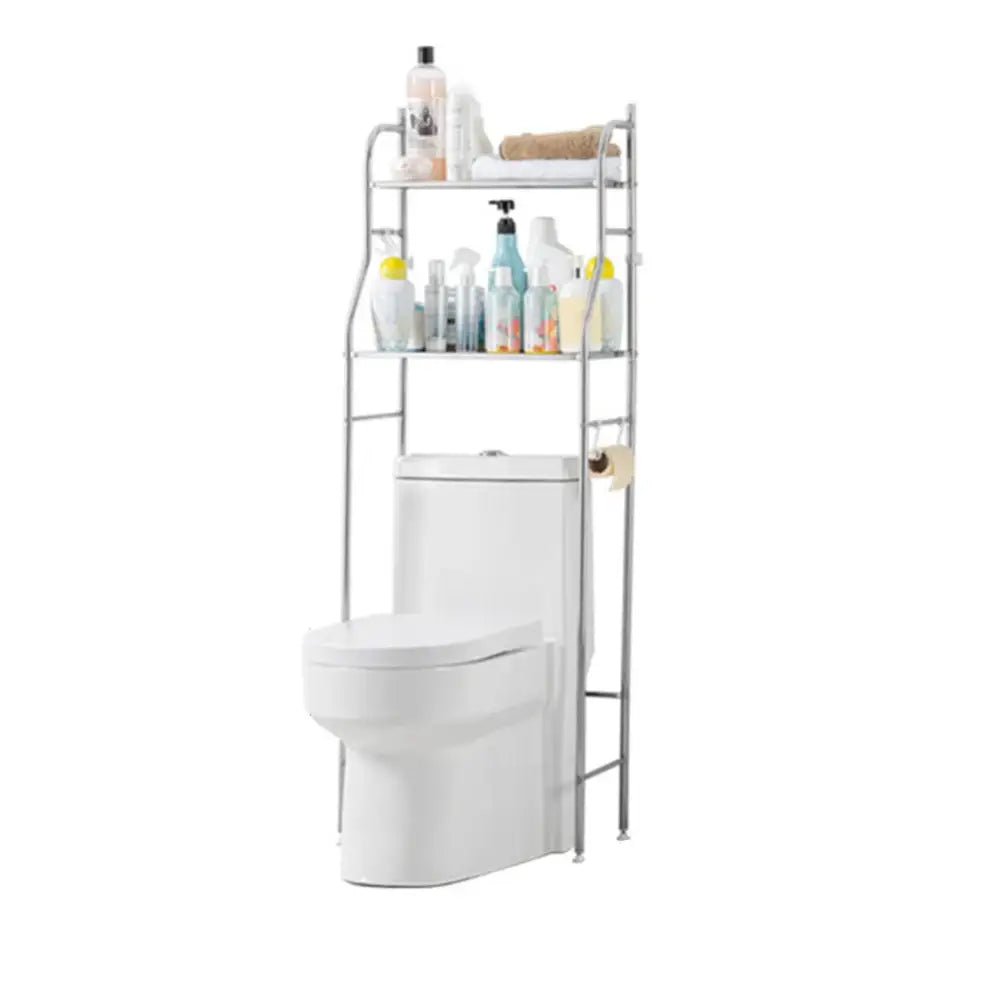 Modern silver 3 tier metal toilet storage shelf bathroom organizer