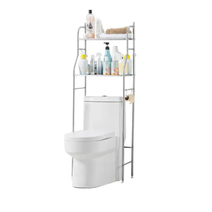 Modern silver 3 tier metal toilet storage shelf bathroom organizer