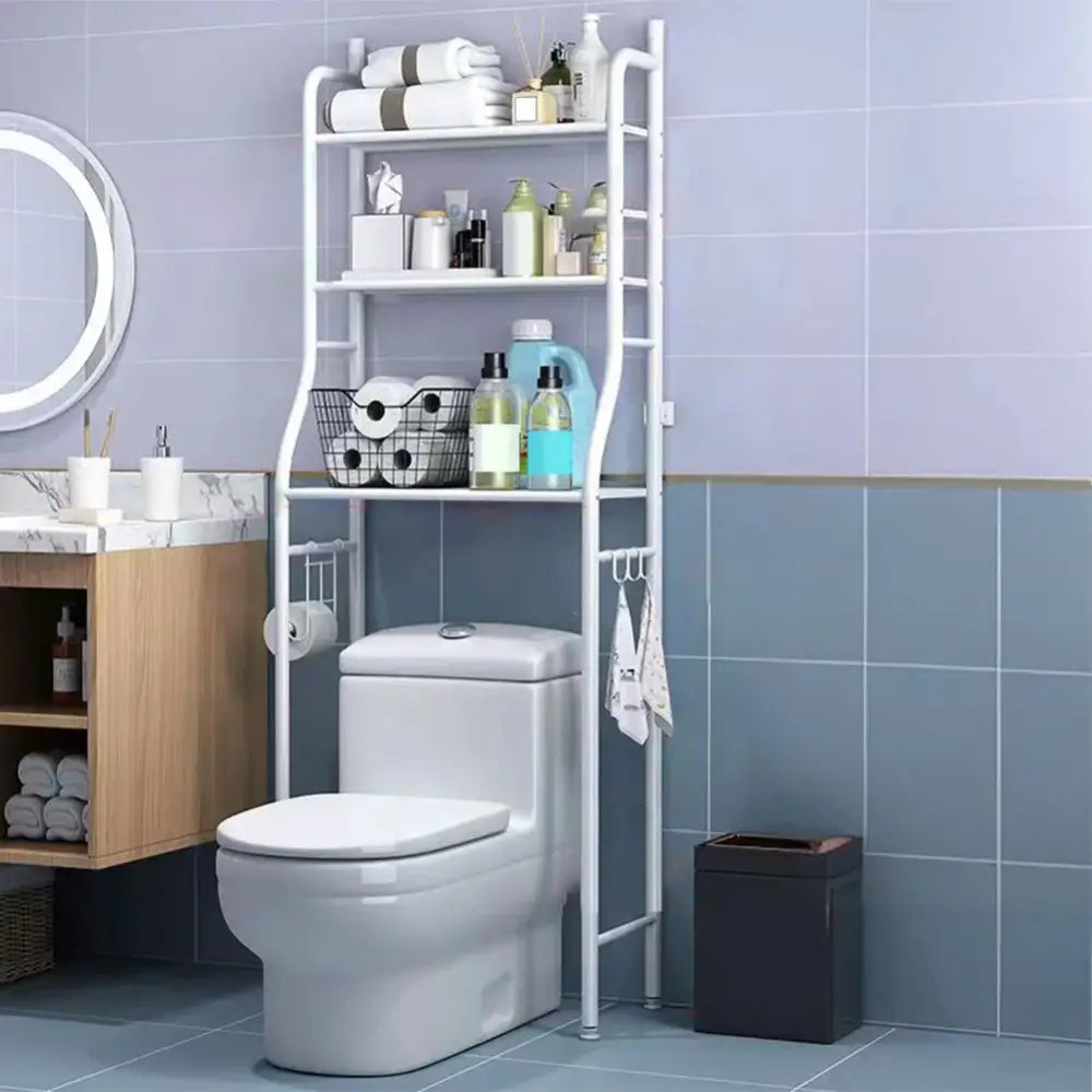 Modern silver 3 tier metal toilet storage shelf bathroom organizer