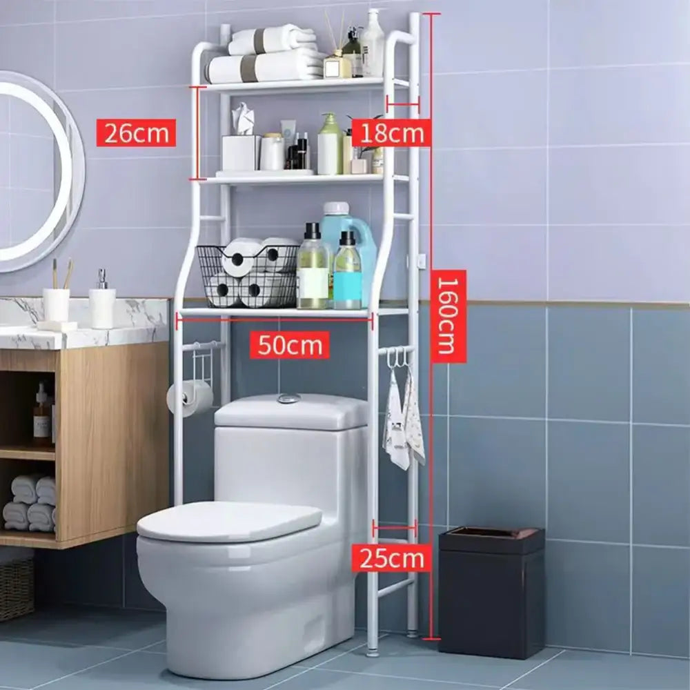 Modern silver 3 tier metal toilet storage shelf bathroom organizer