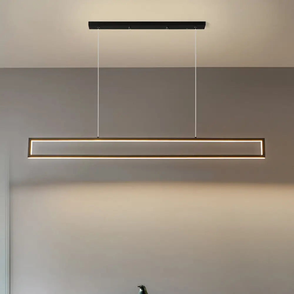 DecorBites™ Oversized LED Island Pendant Light - Rectangular Aluminum Black Ceiling Lamp in Warm/White/Natural Light