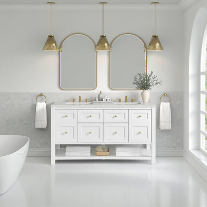 James Martin Breckenridge 60" Double Bathroom Vanity, Bright White