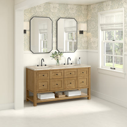 James Martin Breckenridge 60" Double Bathroom Vanity, Light Natural Oak