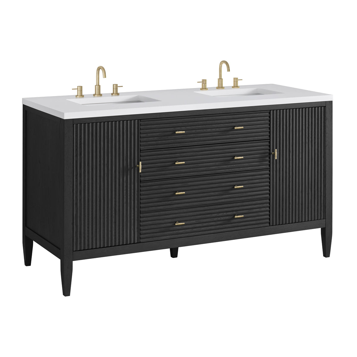 James Martin Myrrin 60" Double Bathroom Vanity, Carbon Oak