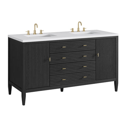James Martin Myrrin 60" Double Bathroom Vanity, Carbon Oak