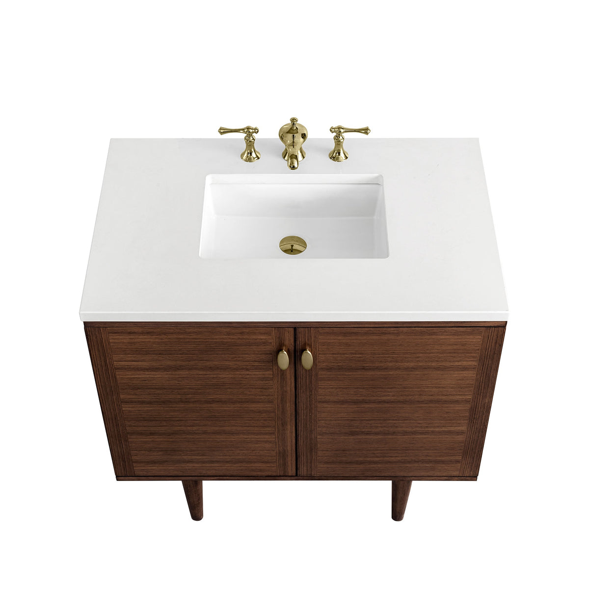 James Martin Amberly 36" Dual Mount Single Bathroom Vanity, Mid-Century Walnut