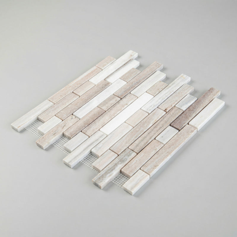 Palissandro Marble Linear Honed on 12" x 12" Mesh Mosaic Tile