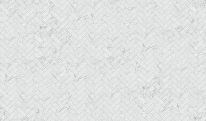 Charme Evo Michelangelo Extra White Herringbone Marble Look Porcelain Mosaics 12x12