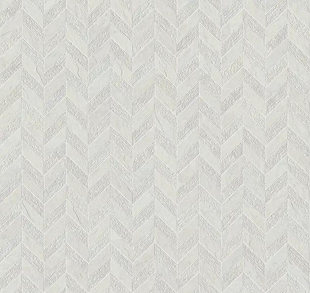Essence Montauk White Mosaic Chevron 3d Slate Look Porcelain Tiles 7.44x10