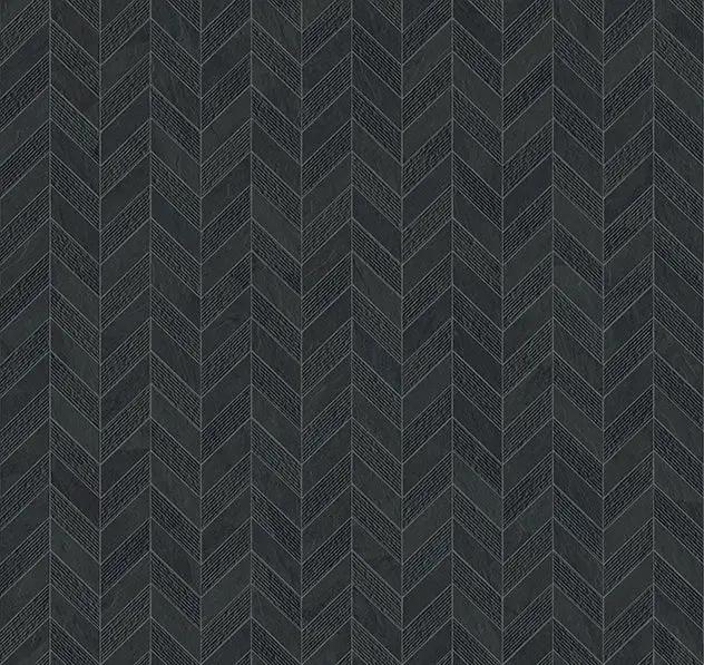 Essence Montauk Black Mosaic Chevron 3d Slate Look Porcelain Tiles 7.44x10