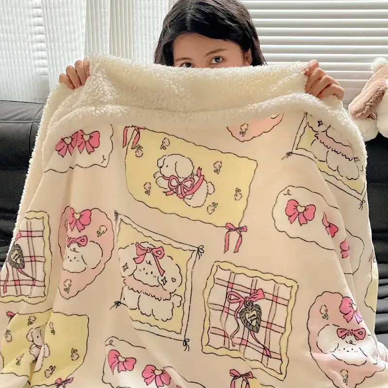 Panda pattern white cozy fleece blanket bedroom throw
