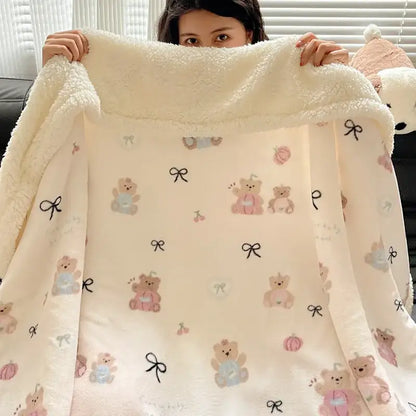 Panda pattern white cozy fleece blanket bedroom throw