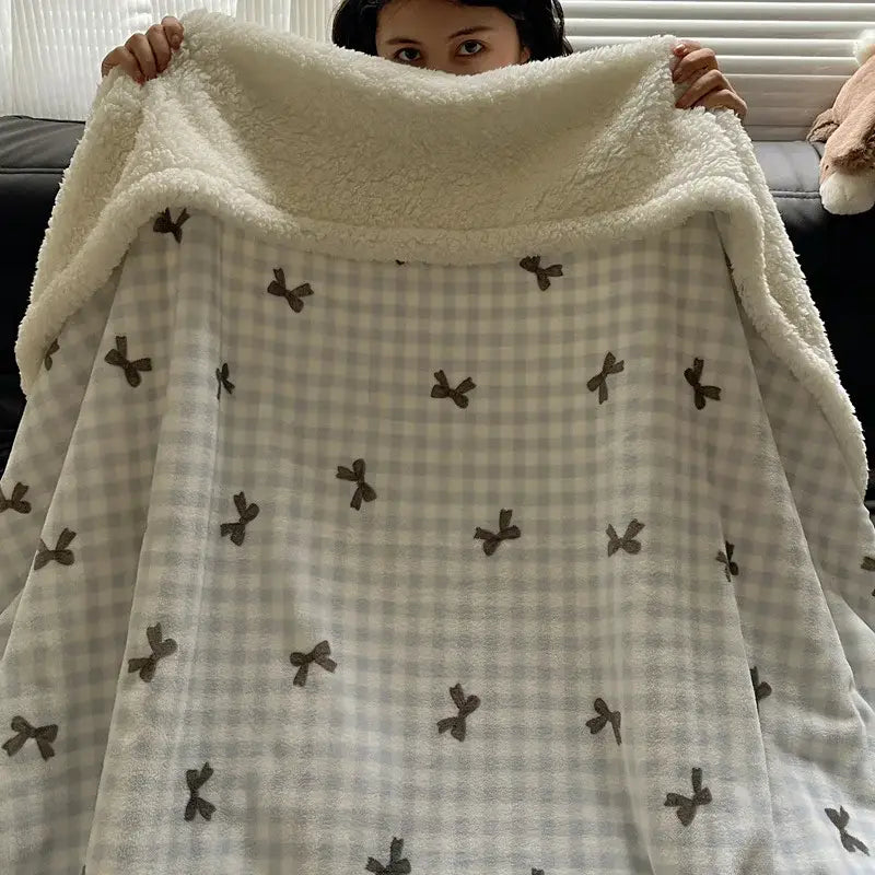 Panda pattern white cozy fleece blanket bedroom throw