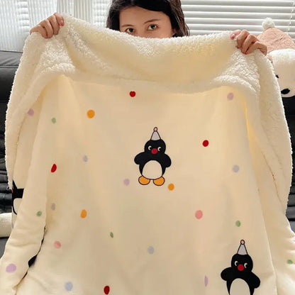 Panda pattern white cozy fleece blanket bedroom throw