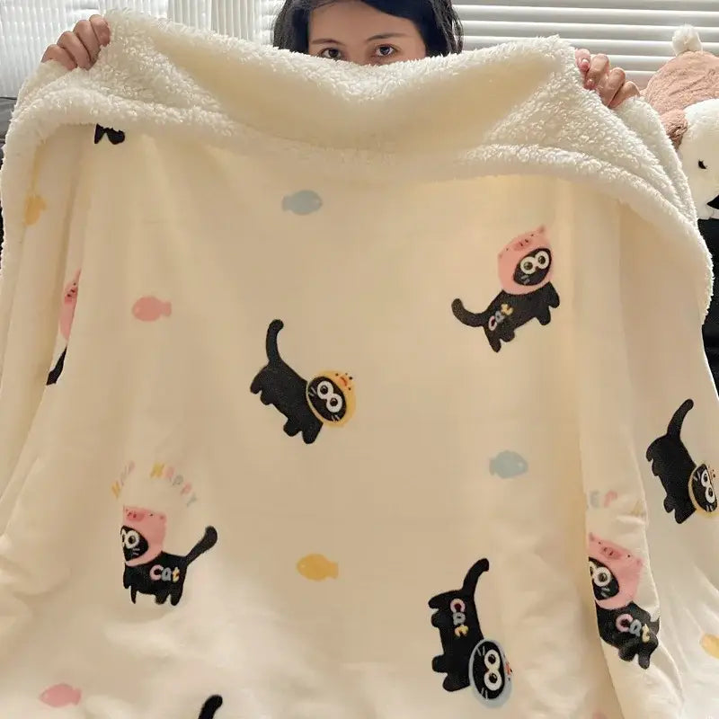 Panda pattern white cozy fleece blanket bedroom throw