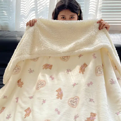 Panda pattern white cozy fleece blanket bedroom throw