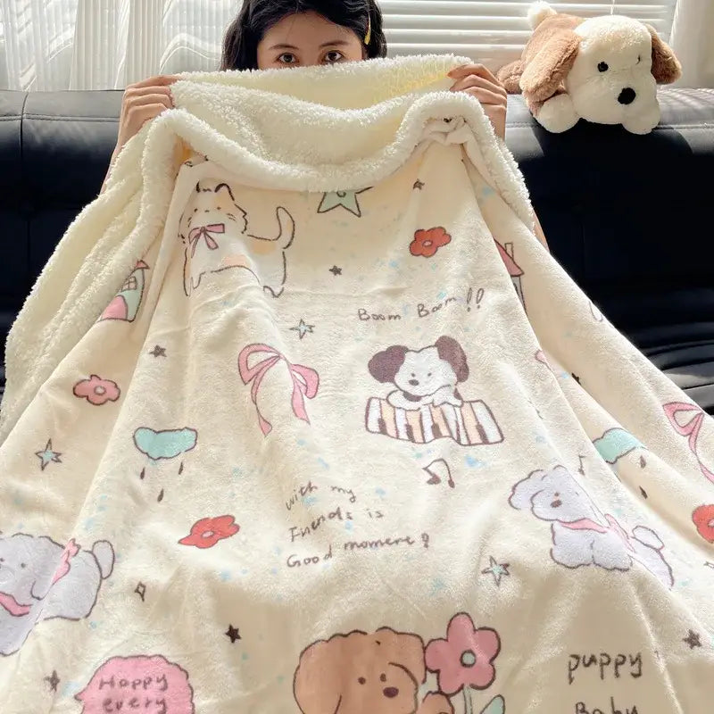 Panda pattern white cozy fleece blanket bedroom throw
