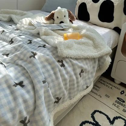 Panda pattern white cozy fleece blanket bedroom throw