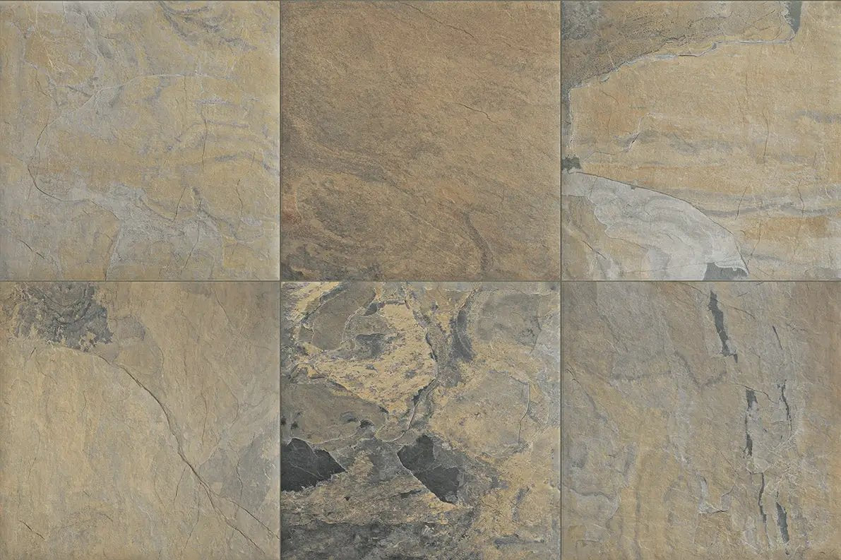 Frontier20 Rustic Gold Coping & Stair Corner Left Bullnose Slate Look Porcelain Moldings 12x24