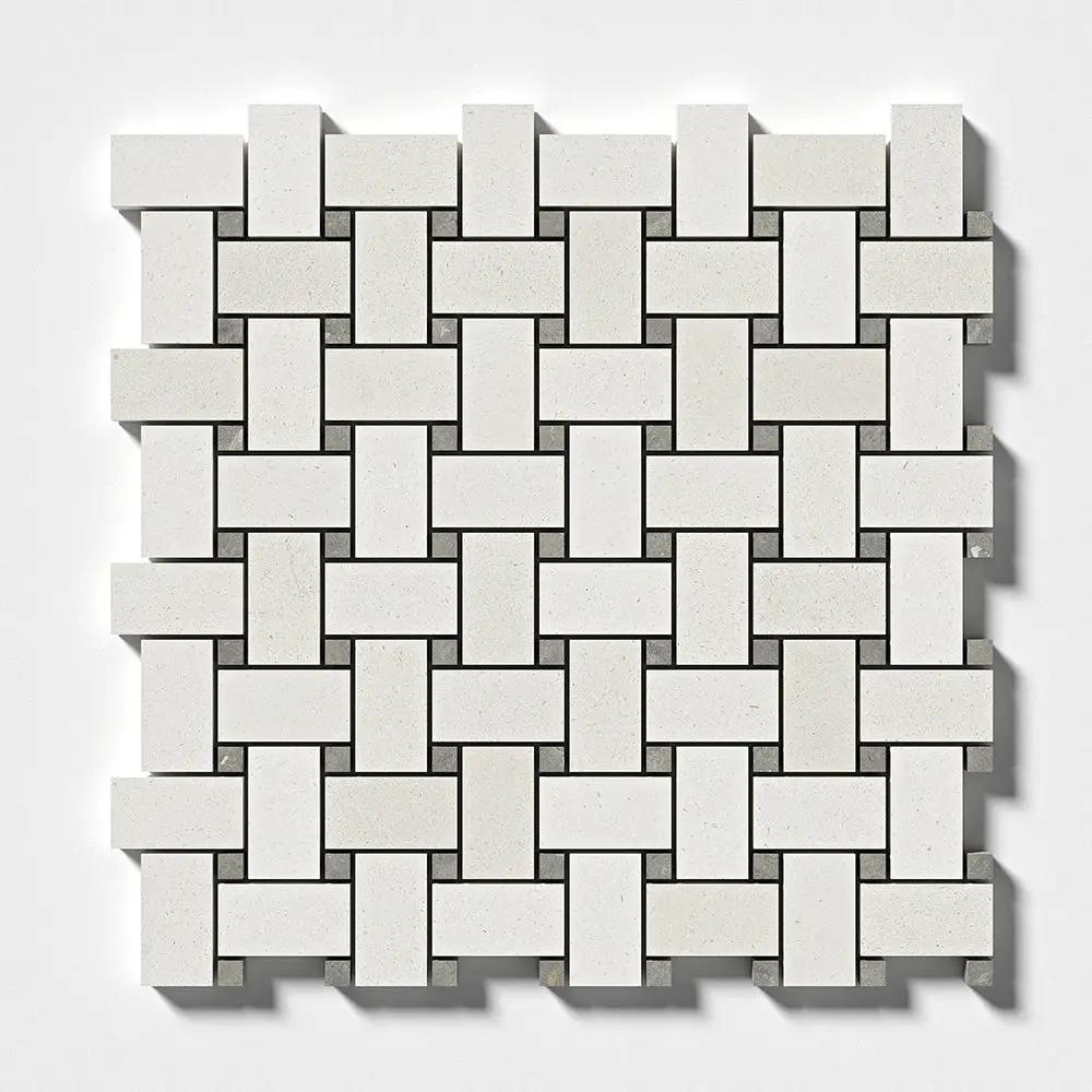 Paris Honed Basket Weave Limestone Mosaics 12x12