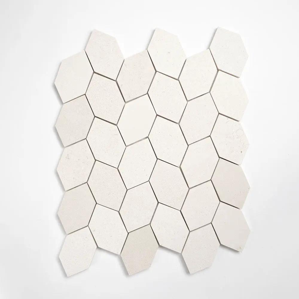 Paris Honed Picket Leaf Marble Mosaics 11 13/16x13 9/16