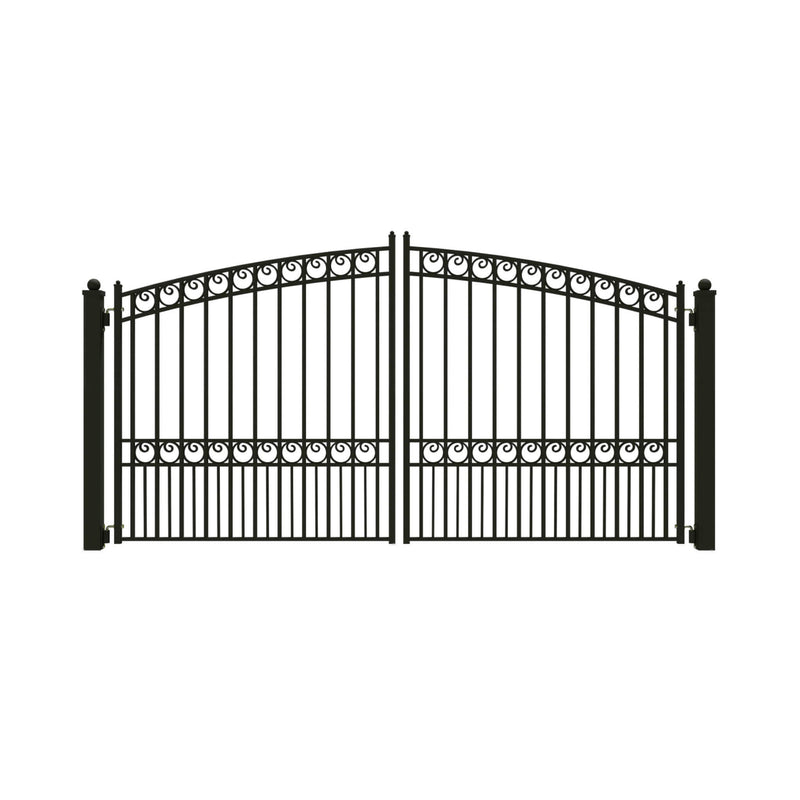 [12-18FT] Heavy-Duty Paris-Style Steel Premium Dual-Swing Driveway Gate (SAK97031)
