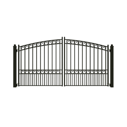[12-18FT] Heavy-Duty Paris-Style Steel Premium Dual-Swing Driveway Gate (SAK97031)