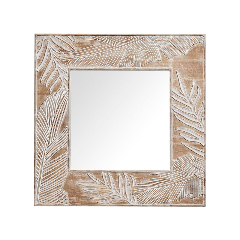 Frame for Mirrors Traditional Square Mirror Vintage Wall Decoration with Leaf Pattern