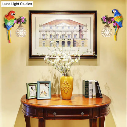 DecorBites™ Parrot Wall Sconce with Crystal Lampshade - Gold Finish, Right/Left