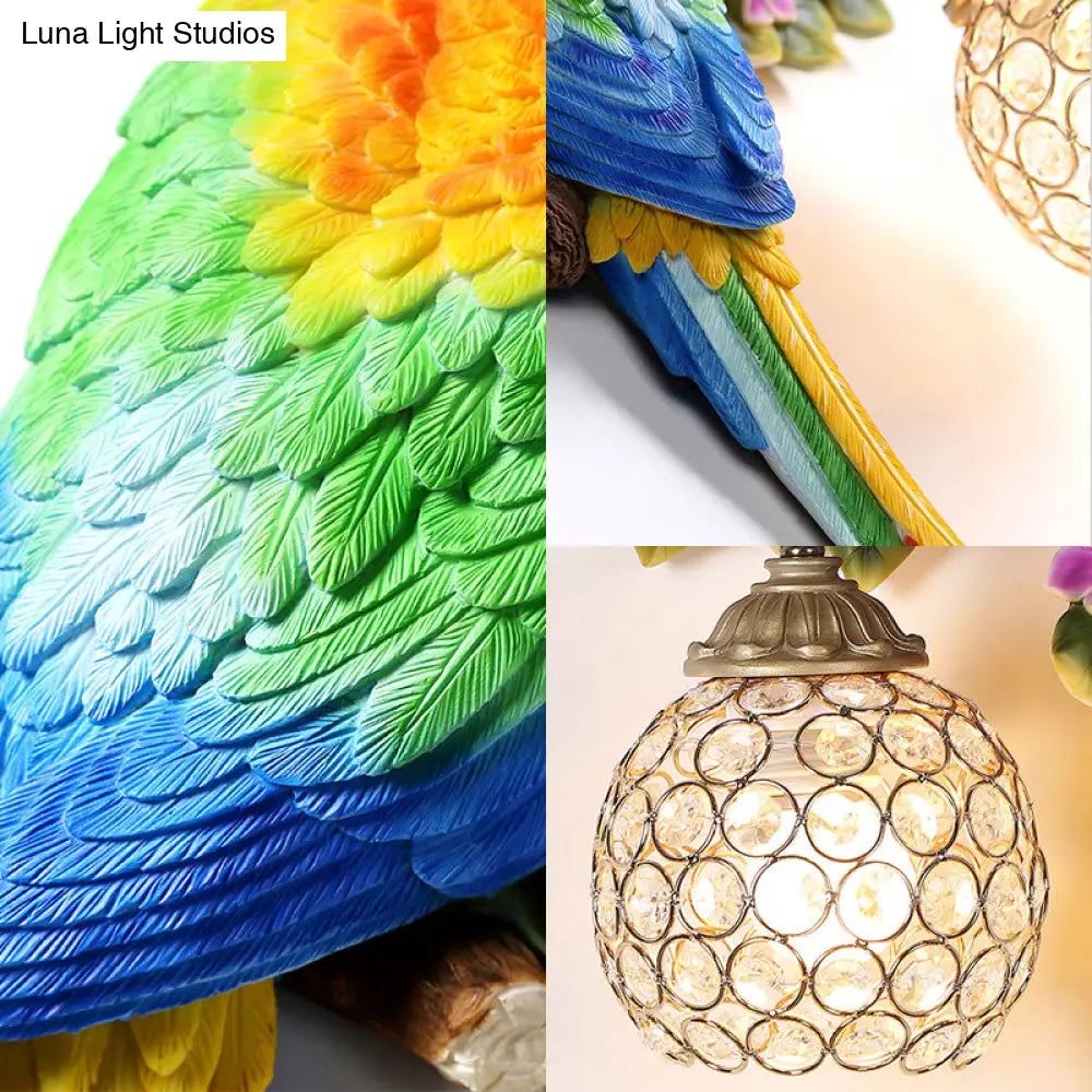 DecorBites™ Parrot Wall Sconce with Crystal Lampshade - Gold Finish, Right/Left