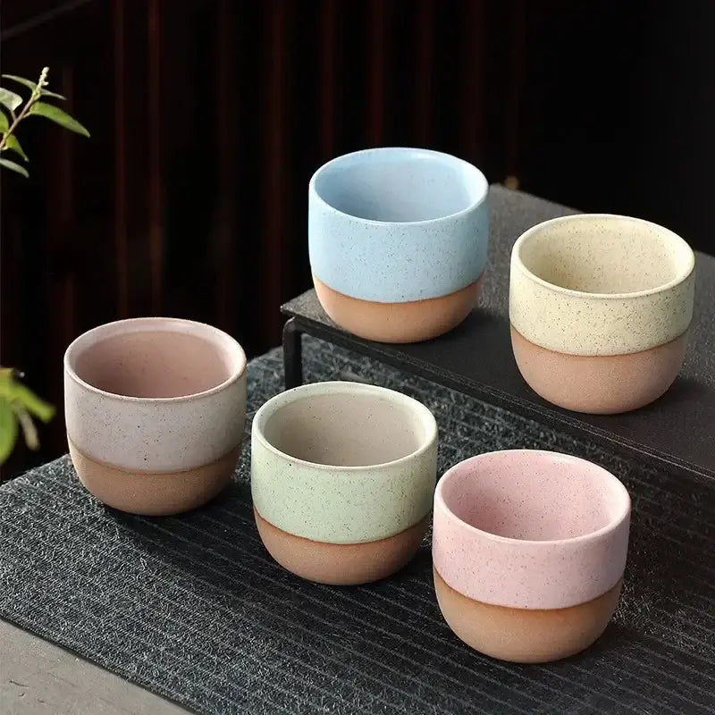 Pastel and terracotta ceramic tea cup set dining room kitchen cups